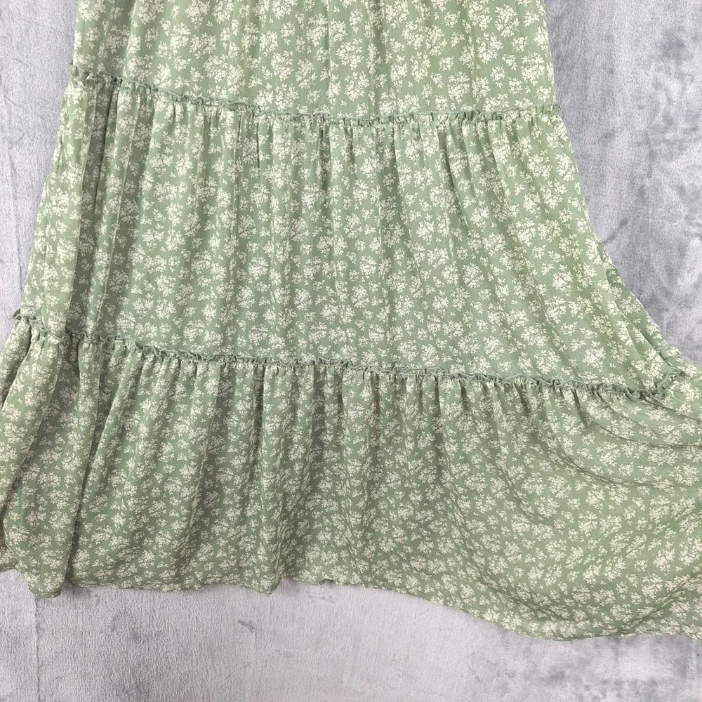 Womens Dress XL Romantic Floral Tiered Maxi Cottagecore Coquette Milkmaid Ruffle